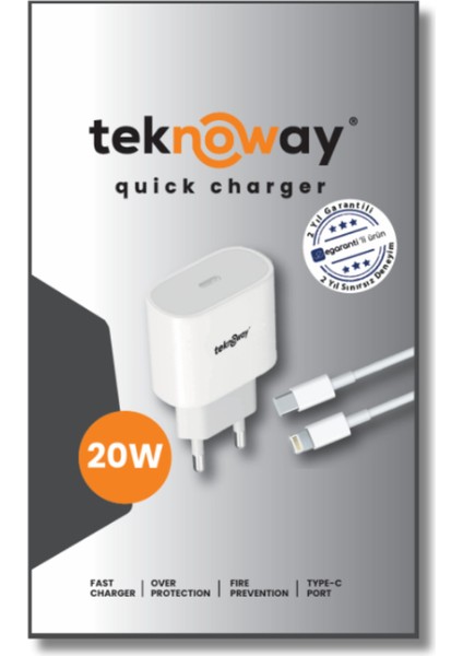 20W Type-C To Lighting Şarj Seti Beyaz