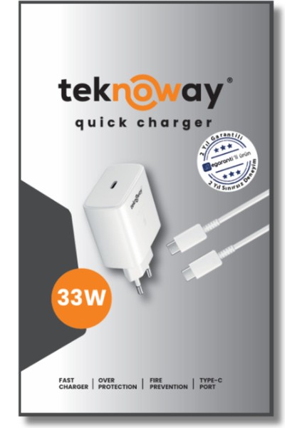 33W Type-C To Type-C Şarj Seti Beyaz