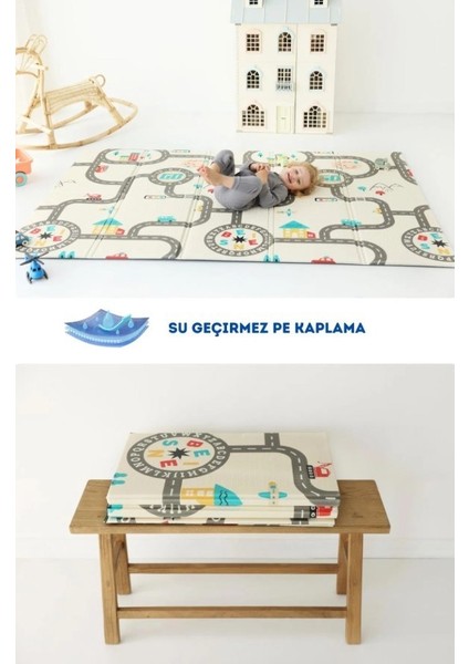 Coolmats Katlanabilir Oyun Matı, Tek Taraflı Çocuk Oyun Halısı Aktivite Oyun Alanı - Araba Yarışı fiyatları