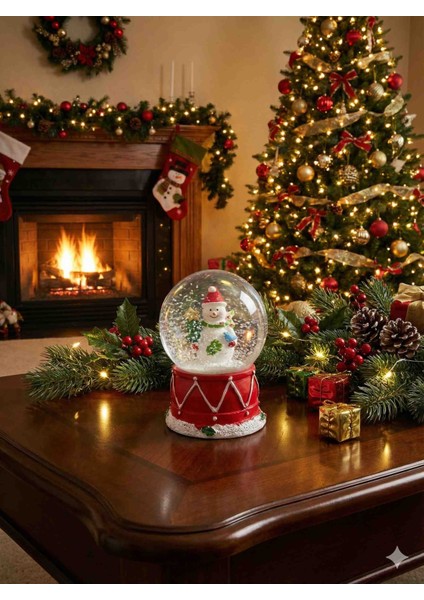 Mini Boy Kardan Adamlı Yılbaşı Kar Küresi - Hediyelik Dekoratif Obje (6,5cm)