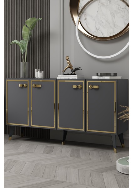 8223-64CT KB150 Konsol,tv Ünitesi Antrasit-Altın