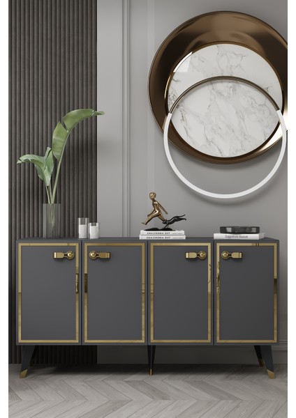 8223-64CT KB150 Konsol,tv Ünitesi Antrasit-Altın