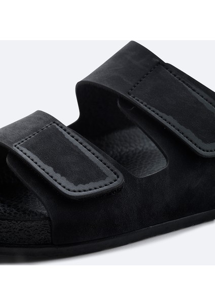 Erkek Siyah Çift Bantlı Hafif Rahat Taban Sandalet Terlik A41Y8301