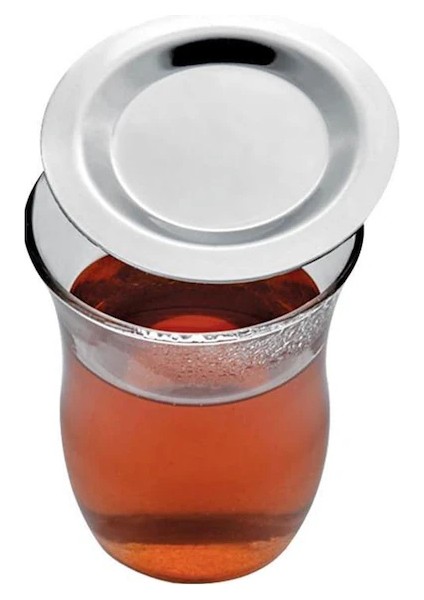 Paslanmaz Çay Bardağı Kapağı 12 Adet