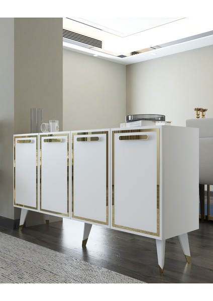 8227-128CT KB150 Konsol,tv Ünitesi Beyaz-Altın