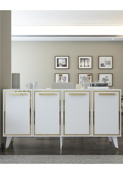 8227-128CT KB150 Konsol,tv Ünitesi Beyaz-Altın fiyatları