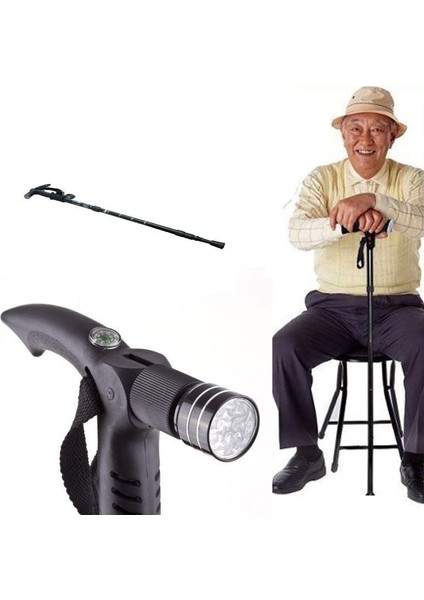 Işıklı & Pusulalı Katlanabilir Baston
