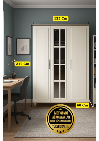 Nefes 3 Kapaklı Çekmeceli MDF Dolap | Ağaç Ayaklar | REHAU Kapaklar | Modern Görünüm ve Geniş Kullanım Alanı fiyatları
