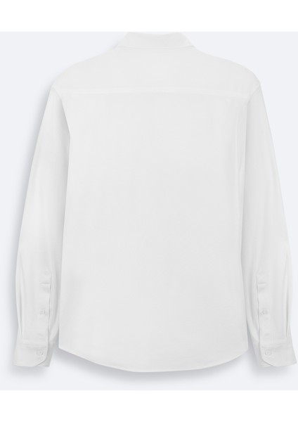 Erkek Beyaz Klasik Yaka Esnek Teknik Kumaş Slim Fit Gömlek A42Y2122