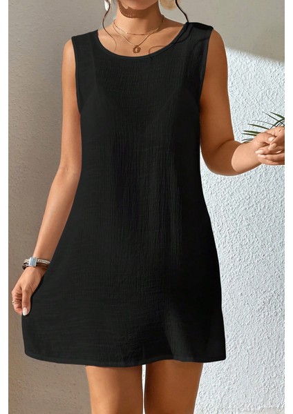 Kadın Siyah Sırt Detaylı Yırtmaçlı Plaj Elbisesi Pareo indirimleri