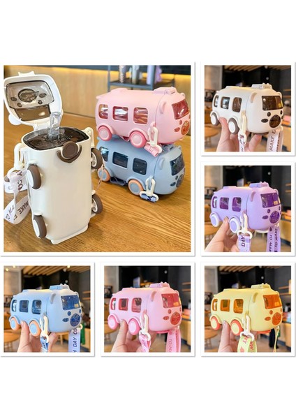 Otobüs Tasarımı Pipetli Su Matarası 500 ml LIV827