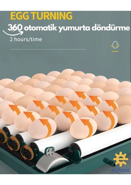 130 Yumurtalık Tam Otomatik Kuluçka Makinesi Wi-Fi Kamera Hediyeli Yedek Motorlu Profesyonel Tavuk indirimleri