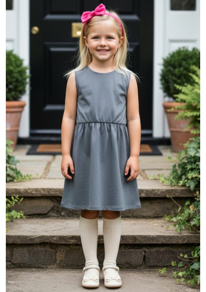 0014 - Füme Elbise Fuşya Bandana Takım