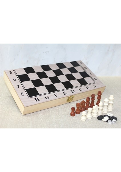 Ahşap Kutulu Satranç ve Tavla Seti LIV822