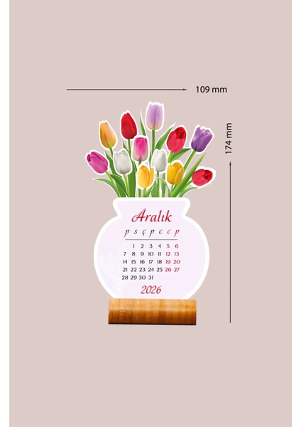 2026 Çiçekli Masa Takvimi Ahşap Standlı, Özel Tasarım modelleri