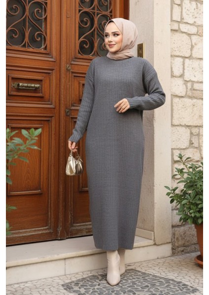 Füme Triko Tesettür Elbise 27504FU indirimleri
