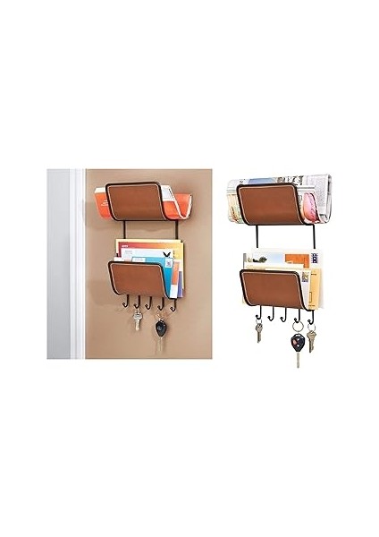 Interdesign Mektupluk,anahtarlık,askılık 2 Katlı Deri Kaplama