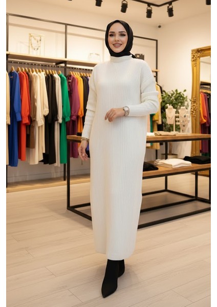 Ekru Triko Tesettür Elbise 27504E indirimleri