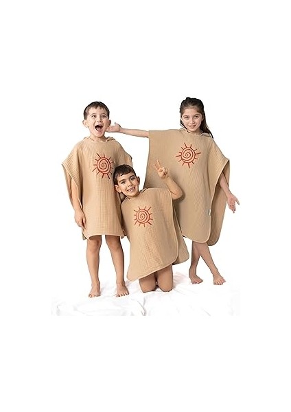 Zuppers 4 Katlı Nakışlı Müslin Panço 0-3 Yaş - Kum Beji