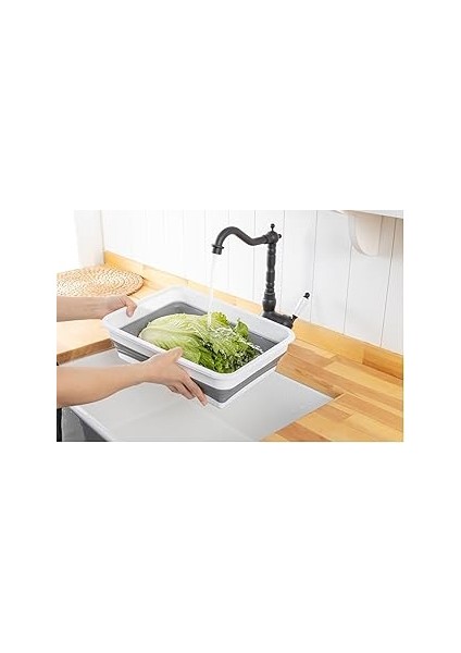 Deconox Katlanabilir Dikdörtgen Bulaşık Sepeti, 4 Litre Çok Amaçlı Katlanabilir Dikdörtgen Sepet, K