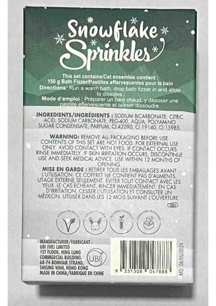 Snowflake Sprinkles Hoş Kokulu Yeşil Renkli Çocuk Banyo Topu fiyatları