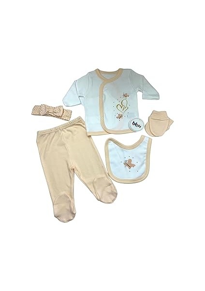 Mebs Clothing Bon & Bon Our Kız Bebek Puantiye Zıbın Takımı, Pudra, Bandanalı, Simli ve Baskılı, Ha