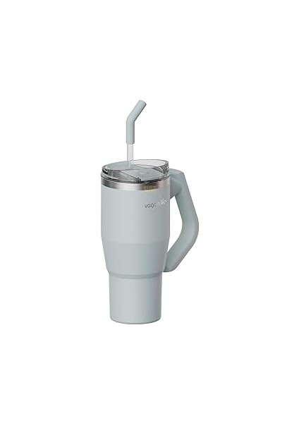 Vagonlife Tumbler 950ML Pipetli/pipetsiz Kullanım Fonksiyonel Kulplu Paslanmaz Çelik Termos (Açık M