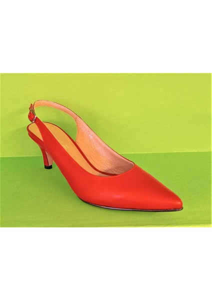Nish N1567 Kadın Hakiki Deri Arkası Açık Topuklu Klasik Ayakkabı