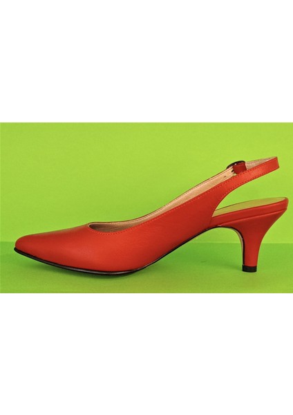 Nish N1567 Kadın Hakiki Deri Arkası Açık Topuklu Klasik Ayakkabı