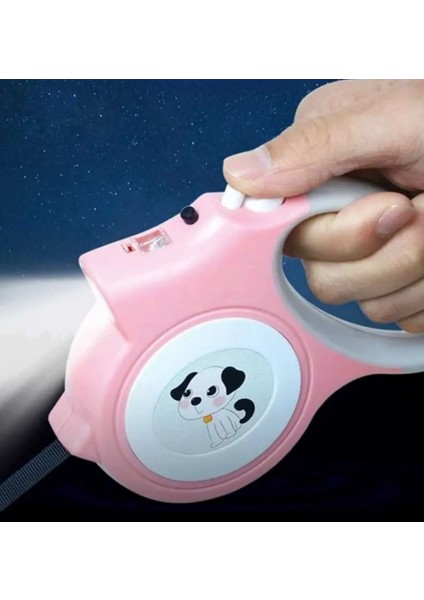 LED Işıklı Otomatik Uzayan Köpek Gezdirme Tasması – Gece Kullanımına Uygun, 5 Metre