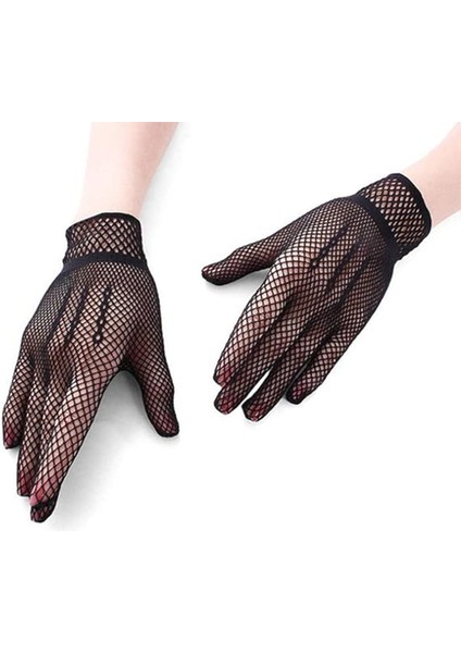 Siyah Renk Likralı File Eldiven Parmaklı Örgü Eldiven Yetişkin Boy (5224) indirimleri