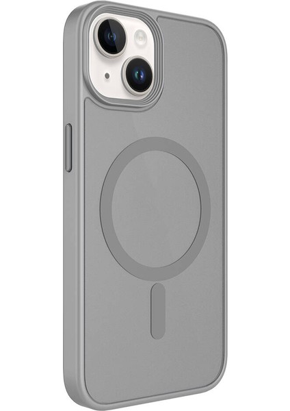 iPhone 14 Kılıf Mat Arka Yüzey Wireless Şarj Özellikli Mkst Flet M-Safe Kapak - Turuncu fırsatları