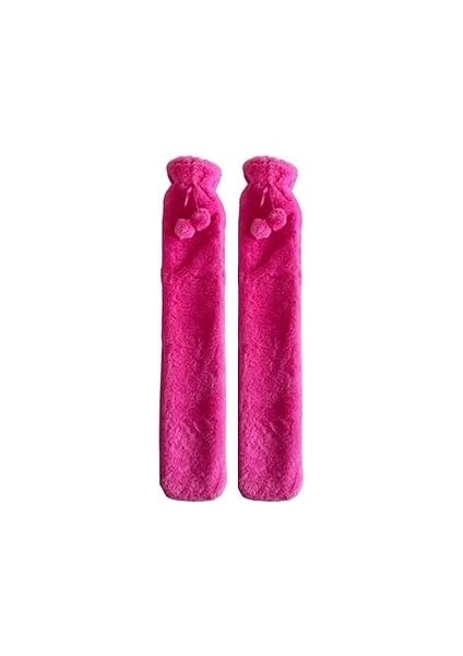 Sicak Su Torbasi 2 Adet,boyun ve Omuz Icin Uzun Peluş Pembe Ponponlu 2lt Termofor 75X13CM