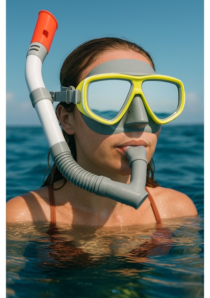 Mira Maske Snorkel Set Dalış Maskesi Deniz Havuz Yüzücü Gözlüğü Gözlük Maske- Yeşil- (14 Yaş Üstü ) 24053
