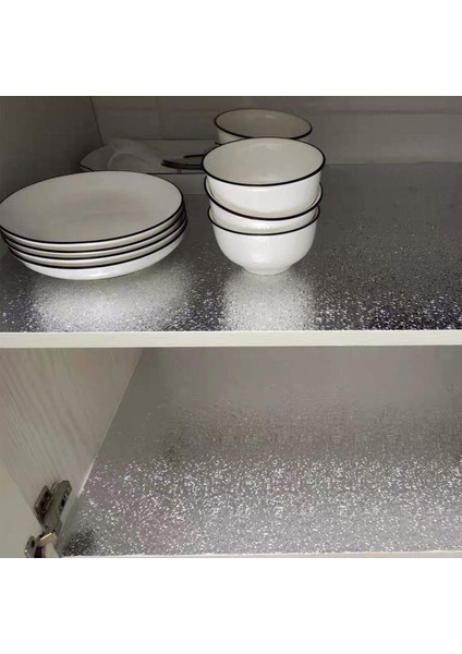 Rulo Gümüş Alüminyum Folyo Duvar Kağıdı, Kendinden Yapışkanlı , Su Geçirmez Folyo 2 mt x 60 cm indirimleri