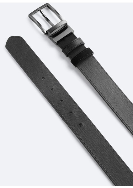 Erkek Siyah Çift Taraflı Deri Kemer B009303