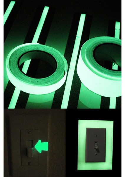 Karanlıkta Işık Veren Yansıyan Fosforlu Yeşil Şerit Bant 4 Metre indirimleri