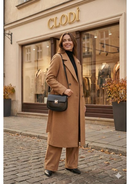 Siyah Kroko Detaylı Kilit Kapaklı Kadın El Kol ve Omuz Çantası