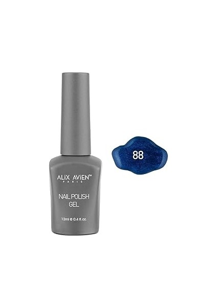 Alix Avien Işıltılı Lacivert Kalıcı Oje 88-Yoğun Renk Veren Oje 12 Ml-Nail Uv Gel Polish 88