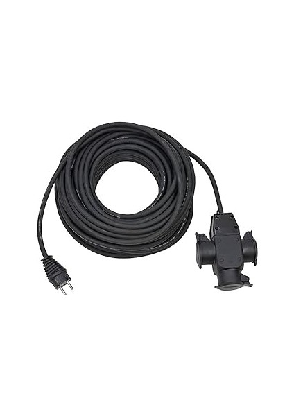 Brennenstuhl Şantiye Uzatma Kablosu, 3 Bölmeli Kauçuk Kavramalı, IP44, 25 M, H07RN-F3G1,5