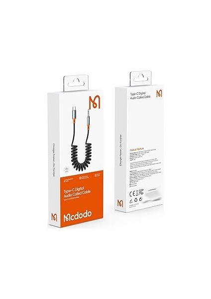 Mcdodo CA-0900 Spiralli Type-C To 3.5mm Aux Ses Kablosu 1.8m