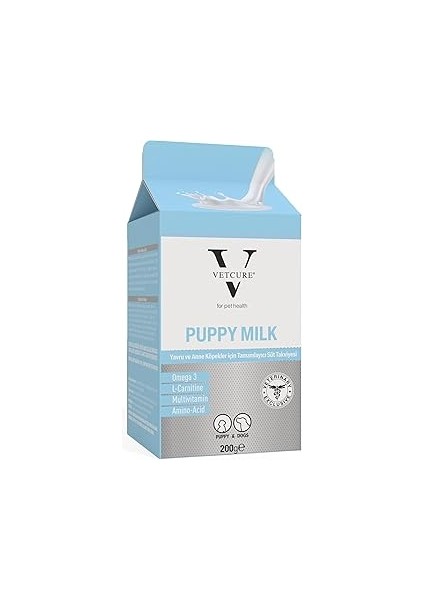 Vetcure Puppy Milk Yavru ve Anne Köpek Için Tamamlayıcı Süt Tozu Takviyesi 200 gr