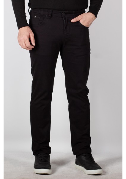 Erkek Chino Pantolon Gabardin Slim Fit Dar Kesim Siyah 2160