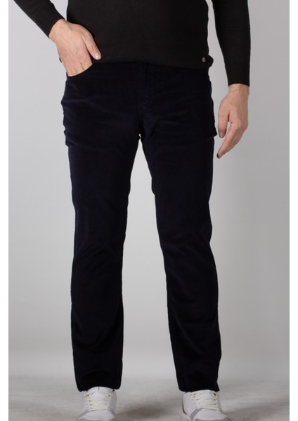 Erkek Kadife Pantolon Likrali Regular Fit Lacivert 2228