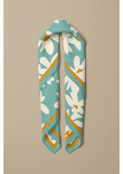 Papatya Desenli %100 Ipek Bandana 55X55 modelleri