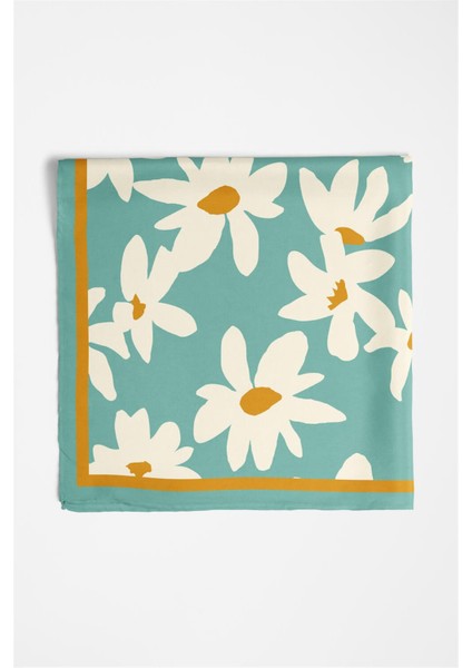Papatya Desenli %100 Ipek Bandana 55X55 indirimleri