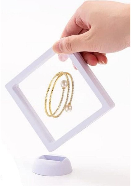 7x7 cm Standlı 3D Takı Ziynet Hatıra Saklama Kutusu Şeffaf Film Çerçevesiv indirimleri