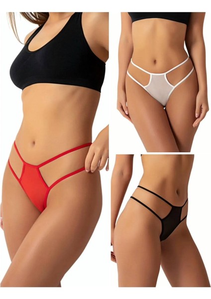 Kadın Külot Çift Ip Fantazi String Tanga 3 Adet