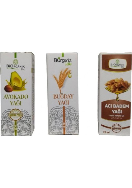 Biorganix Avokado+Buğday +Acıbadem Yağı 3 Adet