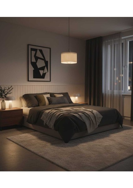 Lüks Beyaz Renk Modern Dekoratif Salon, Oturma Odası ve Mutfak Sarkıt Avize (Lamba Hediyedir)